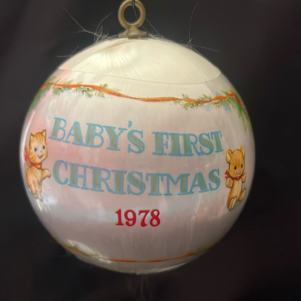 Vintage  1978 Hallmark "Baby's First Christmas" Satin Ball Ornament